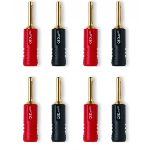 QED Screwloc ABS 4mm Banana Plugs - 4 x pairs (4 x red + 4 x black)