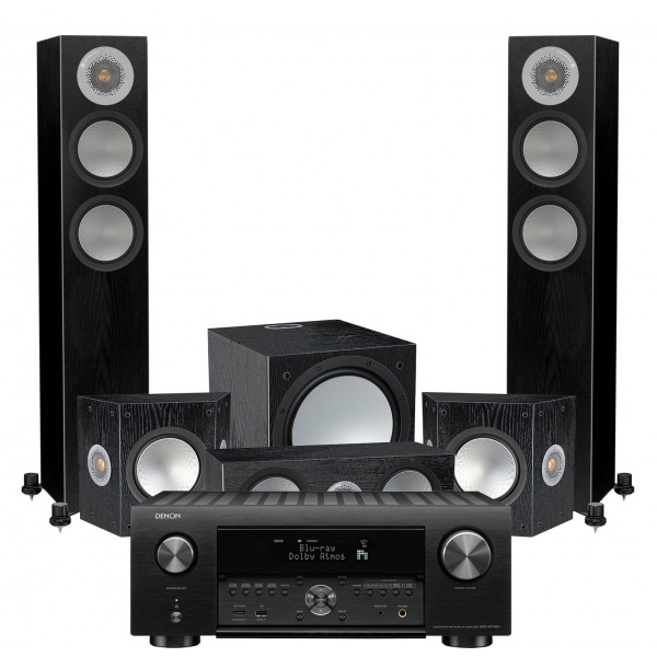 Denon AVC-X4700H AV Receiver w/ Monitor Audio Silver 200 Speaker Package 5.1
