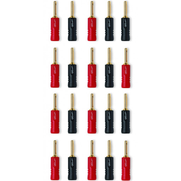 QED Screwloc ABS 4mm Banana Plugs - 10 x pairs (10 x red + 10 x black)