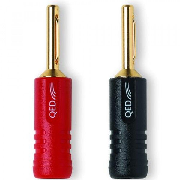 QED Screwloc ABS 4mm Banana Plugs - 1 x pair (1 x red + 1 x black)